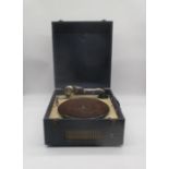 A vintage B&M Sonastra portable gramophone.