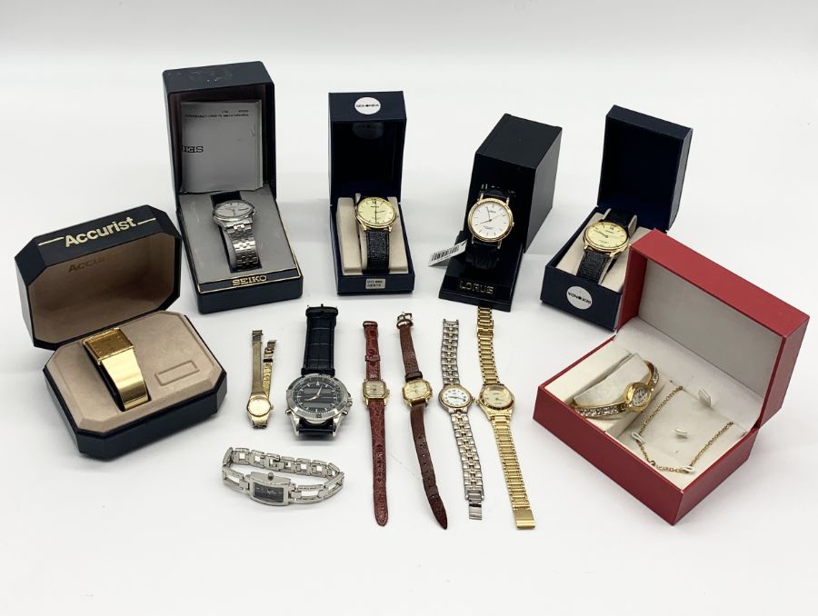 A collection of various watches including Seiko, Accurist, Sekonda etc.