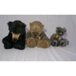 Three Charlie Bears, 'Benson', 'Rowena' and one other, two with original tags, some damage.