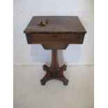A Victorian rosewood veneered sewing box including contents - A/F