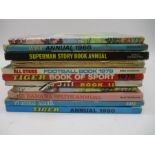 A small selection of vintage children's annuals including The Banana Splits, Superman, Tiger, Rupert