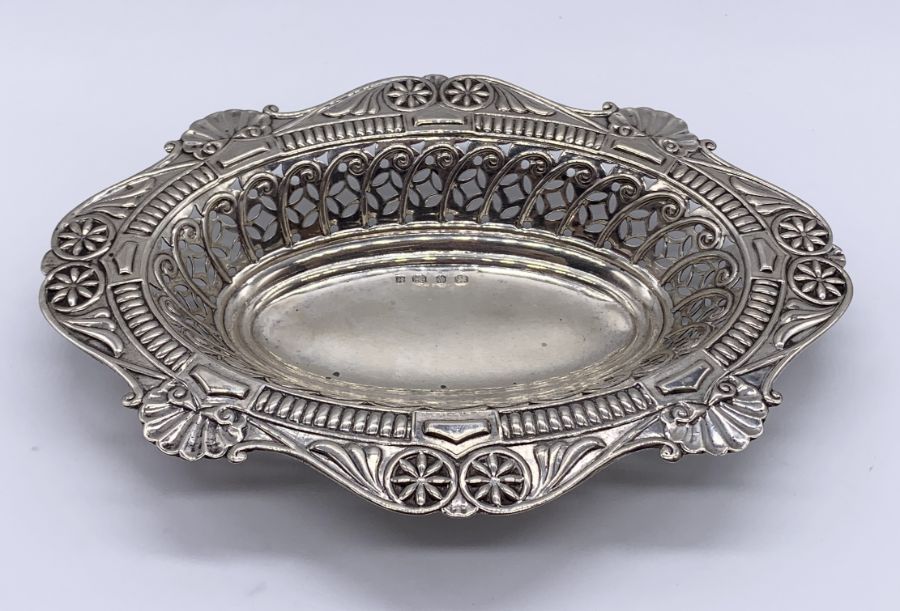 A Victorian pierced sweetmeat style dish, Birmingham 1897, weight 80.7g