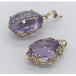Two large amethyst pendants both set in 9ct gold