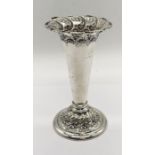 A hallmarked silver trumpet vase, weight 120g