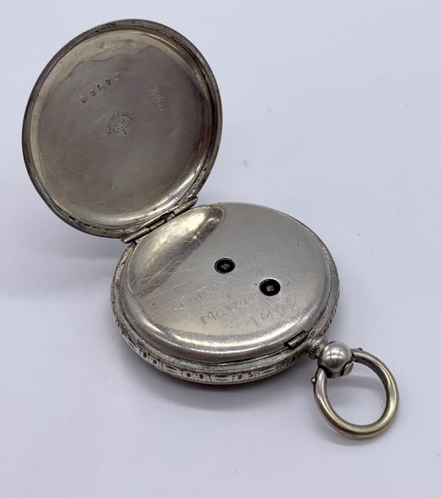 A fine silver fob watch with silvered dial - Image 3 of 3