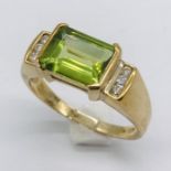 A tourmaline and diamond 9ct gold ring