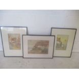 Three watercolours of cottages all signed Frank Bartlett