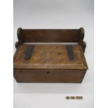 A vintage candle box with iron fittings.along with an oak book rest