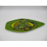 A Poole Pottery Delphis tear drop shaped dish, some staining to reverse