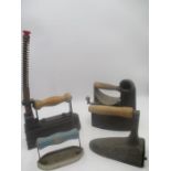 A collection of antique irons including a GEC snooker iron, Major, Mondragon etc.