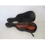 A full sized Hungarian cello in hard carry case (zip in need of replacement) dated 1967