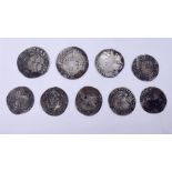 A collection of nine hammered silver coins including Elizabeth I sixpences and shillings plus a