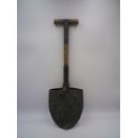 A WW2 US Army entrenching tool M1910 pattern T handle shovel. Maker marked and dated "Ames 1942" and