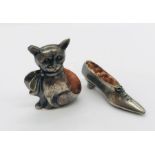 Two SCM novelty pin cushions in the form of a cat and shoe
