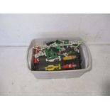 A quantity of Scalextric, including a pair of vintage Triang cars, track, controllers, accessories