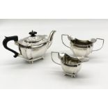 An Edwardian three piece silver Batchelors tea set, total weight 510g