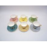 A set of six Royal Albert bone china 'Gossamer' pattern tea cups and saucers.