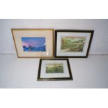 Three framed wax pictures by Michael Bossom, signed.