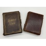 Two Victorian leather bound photo albums including a 'Historical Album' with illustrations of '