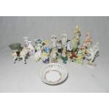 A quantity of various ceramics, mostly figures, including some Wedgewood, Masons etc.