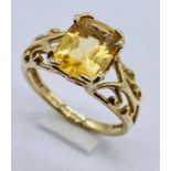 A citrine ring set in 9ct gold
