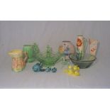 A quantity of ceramics and glassware, including a Honiton pottery vase, Arthur Wood, etc.