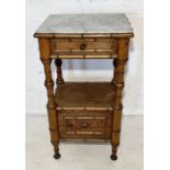 A French faux bamboo wash stand with marble top (A/F) 74 x 40 x 34cm
