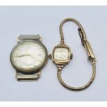 Two 9ct gold Avia watches- the ladies watch with 9ct gold strap (total weight 12.8g), the mens watch