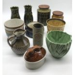A collection of various china jugs, pots etc including Hornsea, Denby, Sylvac etc.