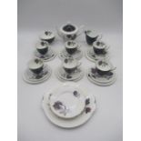 A Royal Albert "Masquerade" part tea set comprising of tea pot, sugar bowl, creamer jug, six trios
