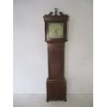 An antique oak longcase clock, as found.