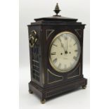 English rosewood fusee chiming bracket clock, the 8" convex cream dial signed Thwaites & Reed,