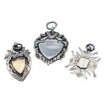 Three silver medallions style fobs