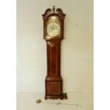 A Georgian inlaid mahogany eight day longcase clock with fusee movement. Silvered dial engraved with