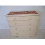 A Victorian painted chest of five drawers, length 107cm, height 93cm.