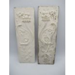 A pair of wooden panels depicting dragons- height 57cm