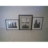 Two black and white framed photographs by Fay Goodwin, along with a poster for her exhibition.
