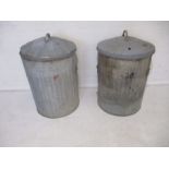 A pair of vintage galvanised bins