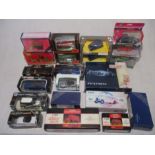 A collection of various boxed die-cast vehicles including Matchbox Model of Yesteryear, Corgi