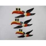 A graduated set of three Carlton Ware Guinness flying toucans in original plain card packaging