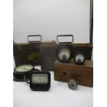 Two ammo boxes, an Electric Magneto Machine, a collection of dials including E.T.E.I Ltd, an MIP amp