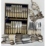 A collection of various silver plated cutlery etc.
