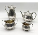 A hallmarked silver four piece tea set by Batty & Sons, dated Sheffield 1905, total weight 1708g (