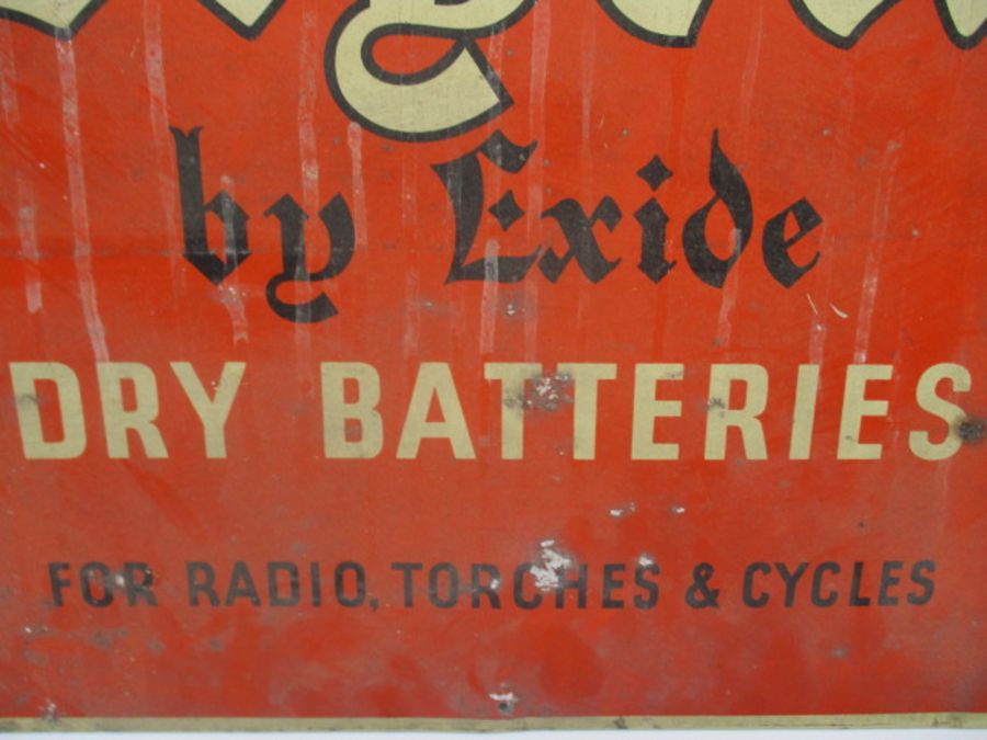 A vintage Drydex by Exide Dry Batteries tin plate advertising sign - height 43cm, width 62cm - Image 4 of 8