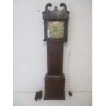 An oak longcase clock with painted dial named to 'William Preddy, Langport', A/F, height 192cm.