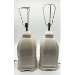 A pair of Raku style pottery lamps