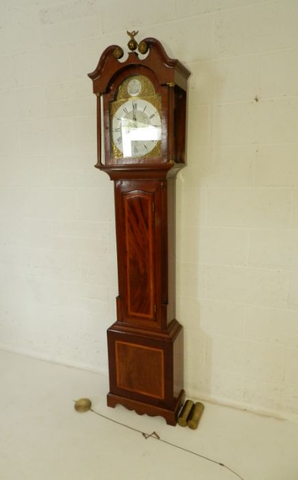 A Georgian inlaid mahogany eight day longcase clock with fusee movement. Silvered dial engraved with - Image 2 of 9