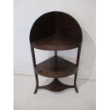 A Georgian inlaid mahogany bow fronted corner stand, with single drawer, height 110cm.