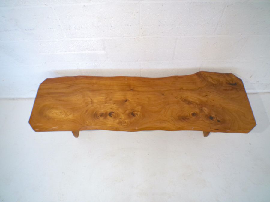 An oak live edge coffee table, length 144cm. - Image 2 of 5