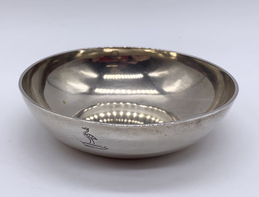 A small hallmarked silver dish along with a set of gem set coffee spoons - Image 3 of 3